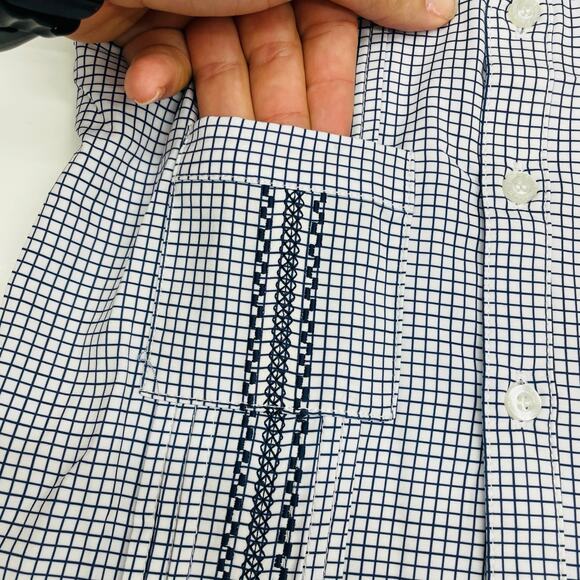 NWT Blue Quail Size 6 Gameday Navy Check Guayabera - Picture 4 of 6